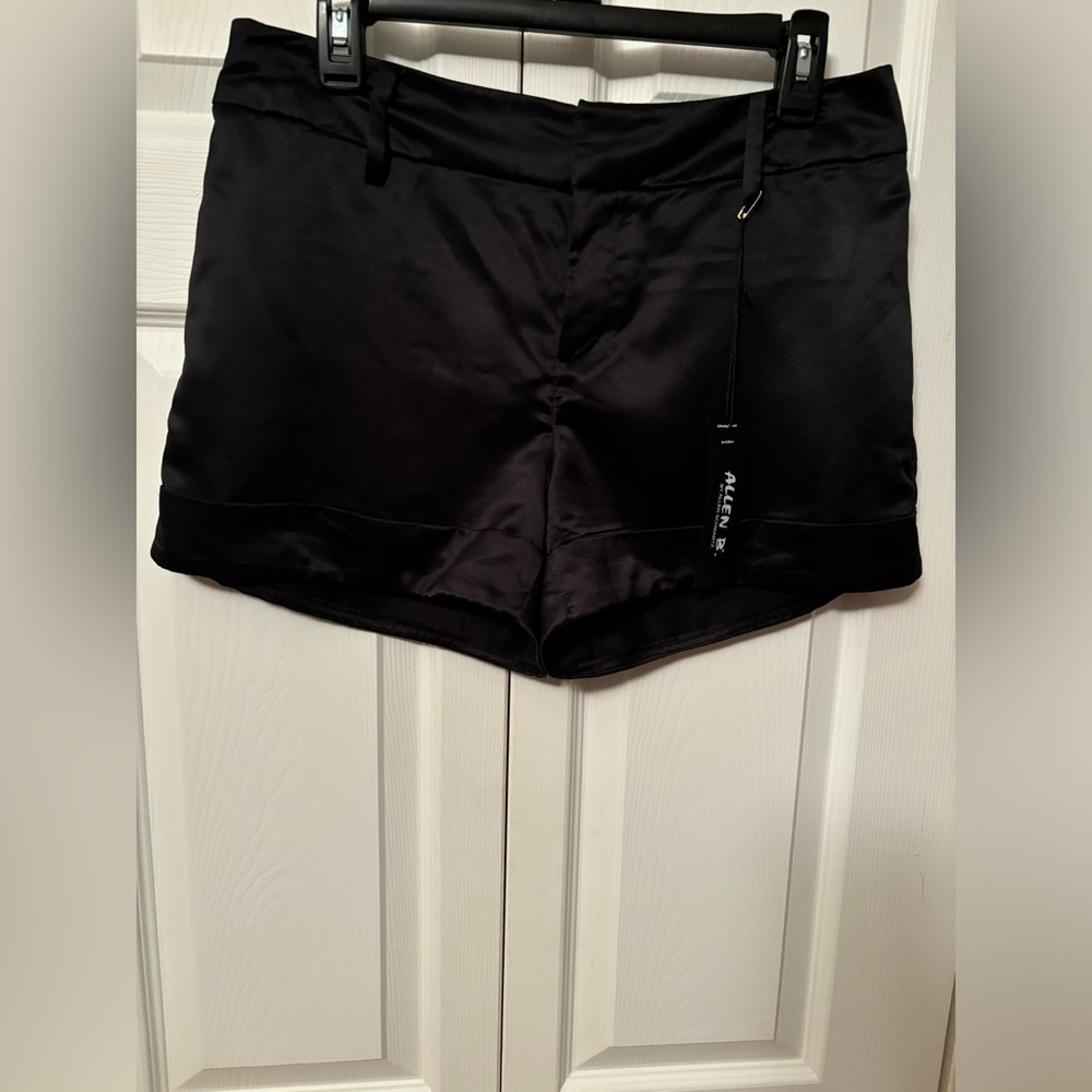 Women’s size 10 black satin shorts.
